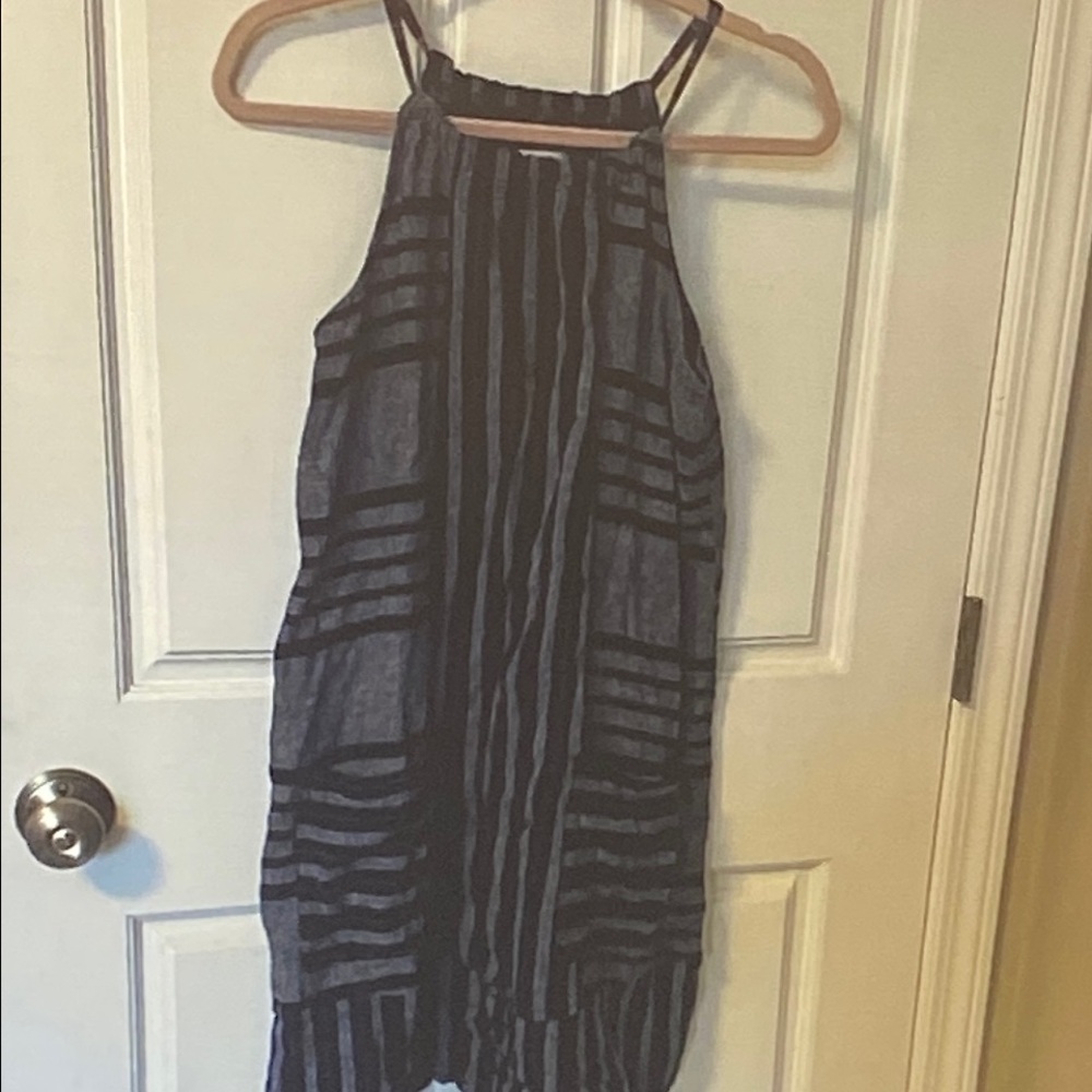 Old Navy Black and Gray Striped Halter Dress